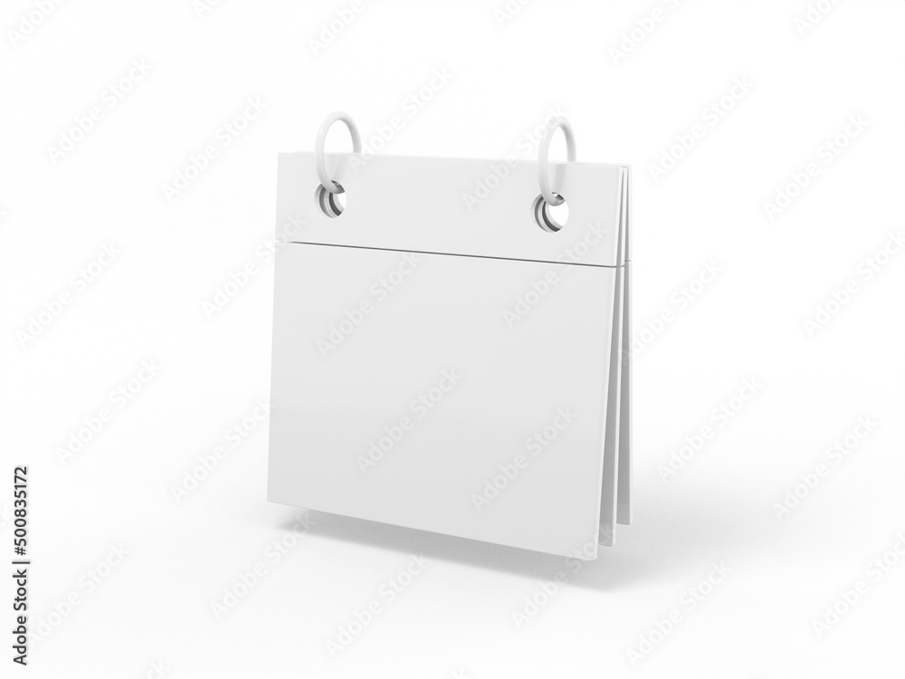 Poster white one color desk calendar on white flat background. minimalistic design object. 3d rendering ico