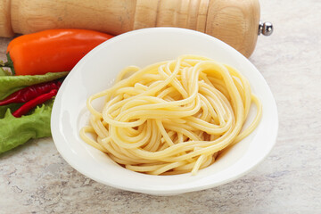Italian pasta boiled spaghetti with oil