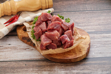 Raw pork cube for roast