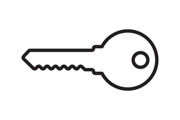 Key icon for lock and open door in house. Safety and security protection symbol.