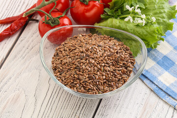 Dry Raw flax seed in the bowl