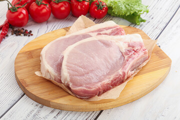 Raw pork t-bone steak for grill
