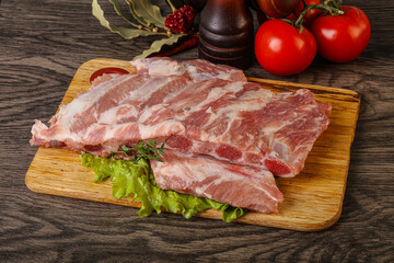 Raw pork ribs for cooking