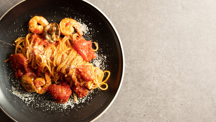 Tomato Shrimp Pasta on a Plate