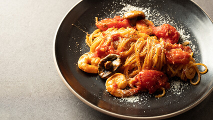 Tomato Shrimp Pasta on a Plate