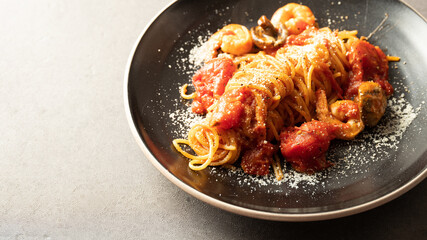 Tomato Shrimp Pasta on a Plate