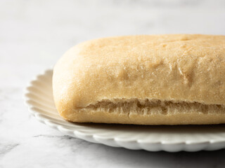 Baked Ciabatta Bread on a Plate