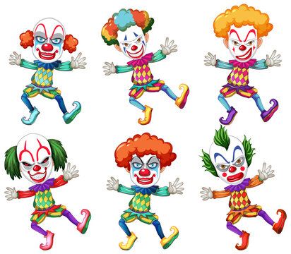 Set of clown cartoon character