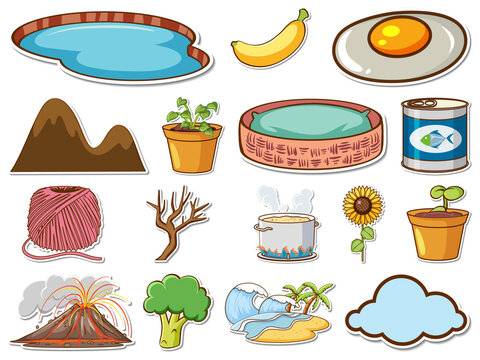 Sticker set of mixed daily objects