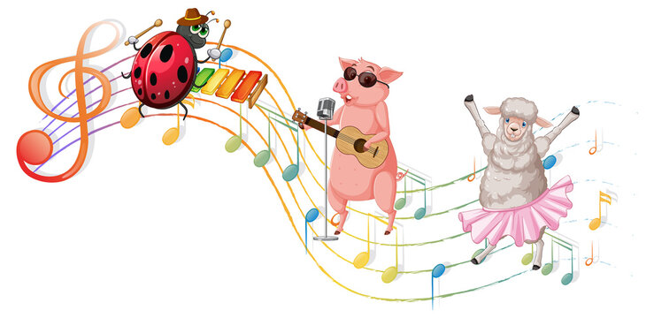Cartoon animals music band