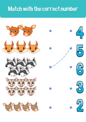 Worksheet design for matching numbers