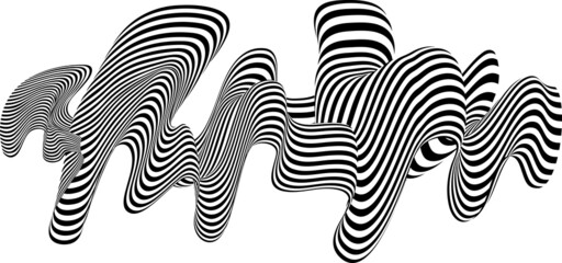 Abstract black and white stripe. Liquify Wave Line. Perspective Smooth ribbon.