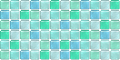 青緑系ガラスタイルのシームレスベクター背景