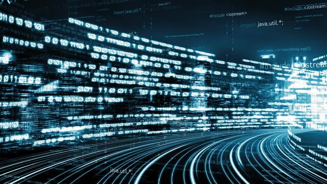 Software development, application programming code and tacit computer coding . Concept of smart digital transformation and technology disruption that changes global trends in new information era .