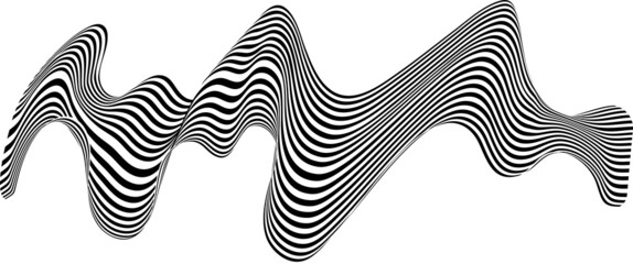 Abstract black and white stripe. Liquify Wave Line. Perspective Smooth ribbon.
