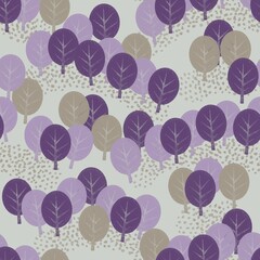 Soft seamless pattern with silhouettes stylized trees.