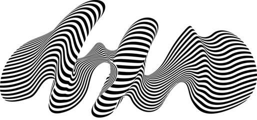 Abstract black and white stripe. Liquify Wave Line. Perspective Smooth ribbon.