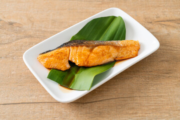 Grilled Salmon Steak with Soy Sauce