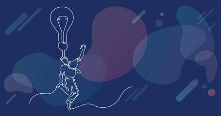 continuous line drawing of happy businessman with brilliant idea