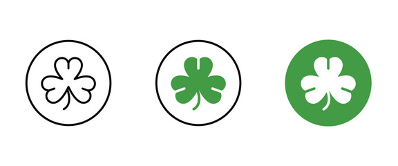 shamrock icon. Trefoil. The white clover leaf is the symbol of Ireland. Colored vector illustration. Isolated background. Three sheets. Saint Patrick Day. Green plant