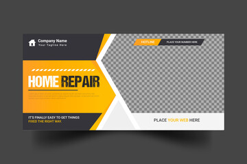 Construction renovation Handyman home repair  web banner social media post template design 
