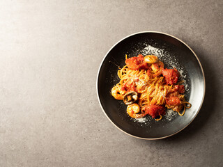 Tomato Shrimp Pasta on a Plate