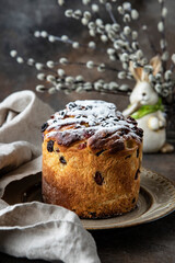 Easter cake Kulich with raisins