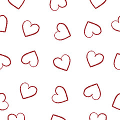 Valentines day seamless pattern with red hearts silhouettes.Valentine hearts background