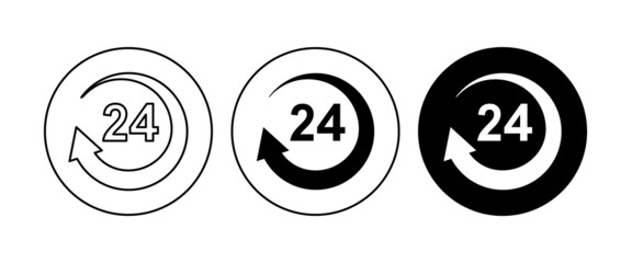 24 Hours a day service icon, All day cyclic sign, symbol, logo, illustration, editable stroke, flat design style isolated on white