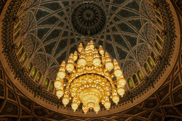 Naklejka premium beautiful chandelier in Muscat mosque