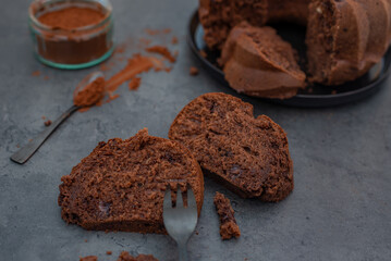 Chocolate covered pumpkin bundt cake