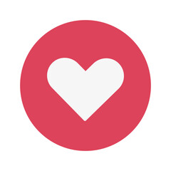 heart icon for social media in flat style, red color, vector illustration