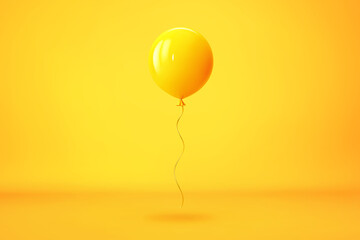 Flying yellow balloon on yellow background