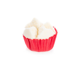 muffin rice flour cake isolated on white.