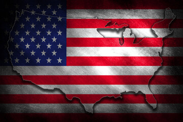 The border of the United States of America in the national colors on a retro style background