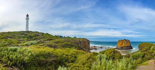 Schilderijen op glas  Split Point Lighthouse and Eagle rock on Great Ocean Road in Australia © Fyle