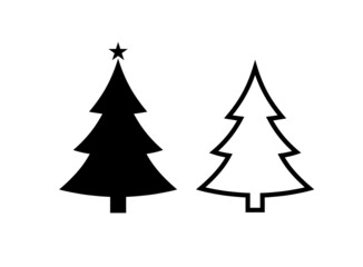 Fototapeta na wymiar Christmas tree icon. Symbol of new year or christmas. Holiday attribute.