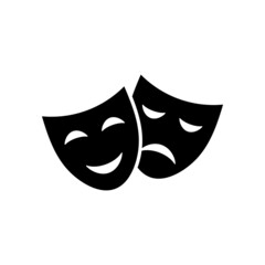 Theatrical mask icon. Theater or actor symbol. Art or cinema pictogram.