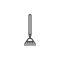 Garden rake line icon