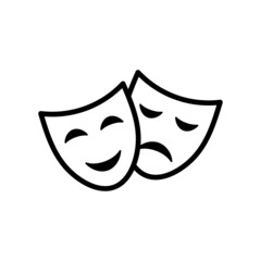 Theatrical mask icon. Theater or actor symbol. Art or cinema pictogram. - obrazy, fototapety, plakaty