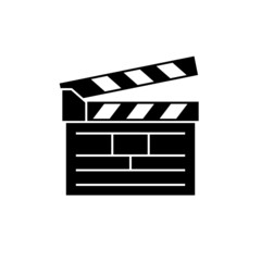 Cinema clapper icon. The symbol of filming a movie or TV series. Isolated raster illustration on white background.