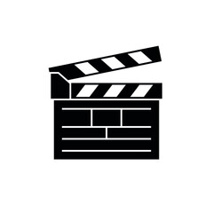 Cinema clapper icon. The symbol of filming a movie or TV series. Isolated vector illustration on white background.