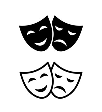 Theatrical mask icon. Theater or actor symbol. Art or cinema pictogram.