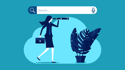 Businesswoman searching for information on the Internet. search concept