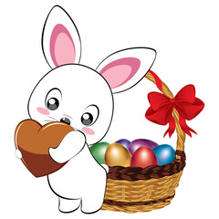 White Bunny with Easter eggs