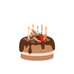 Naklejka na ściany i meble Happy birthday party birthday cake box fruit Cake Chocolate Cake Celebration Party birthday candles set isolated flat vector graphic design illustration And icon elements