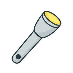 Simple portable flashlight doodle style vector illustration. Device for lighting in dark. LED pocket projector isolated object. Color line lantern icon