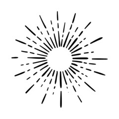 Obraz premium Sunburst, explosion effects, vintage doodle isolated on white background