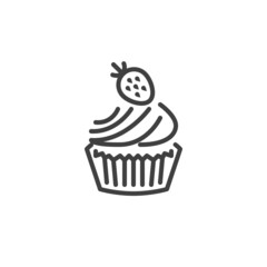 Strawberry cupcake line icon