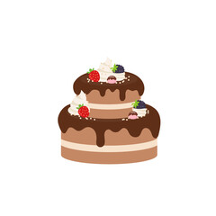 Happy birthday party birthday cake box fruit Cake Chocolate Cake Celebration Party birthday candles set isolated flat vector graphic design illustration And icon elements